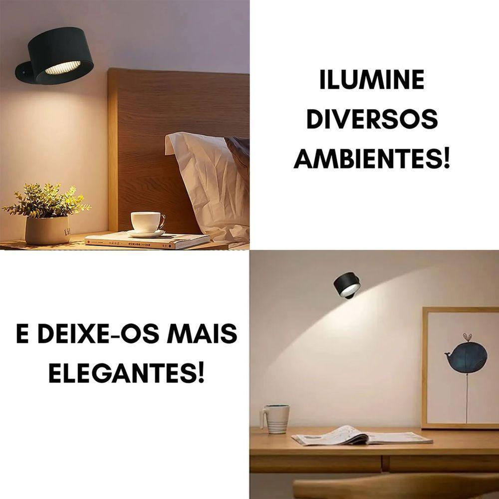 Luminaria Arandela 3 Tons Bateria Led Recarregavel Usb Controle Mesa Parede Iluminaçao Quarto Sala Trabalho Leitura - 7