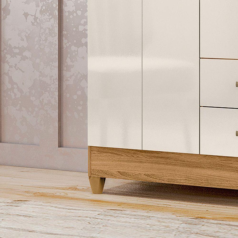 Guarda Roupa Casal Roupeiro Chile 4 Portas Gavetas Freijo-off White - Moval - 4