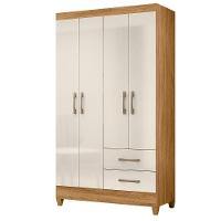 Guarda Roupa Casal Roupeiro Chile 4 Portas Gavetas Freijo-off White - Moval - 1