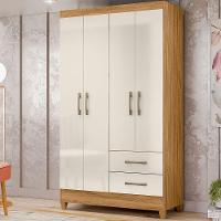 Guarda Roupa Casal Roupeiro Chile 4 Portas Gavetas Freijo-off White - Moval - 2