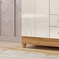 Guarda Roupa Casal Roupeiro Chile 4 Portas Gavetas Freijo-off White - Moval