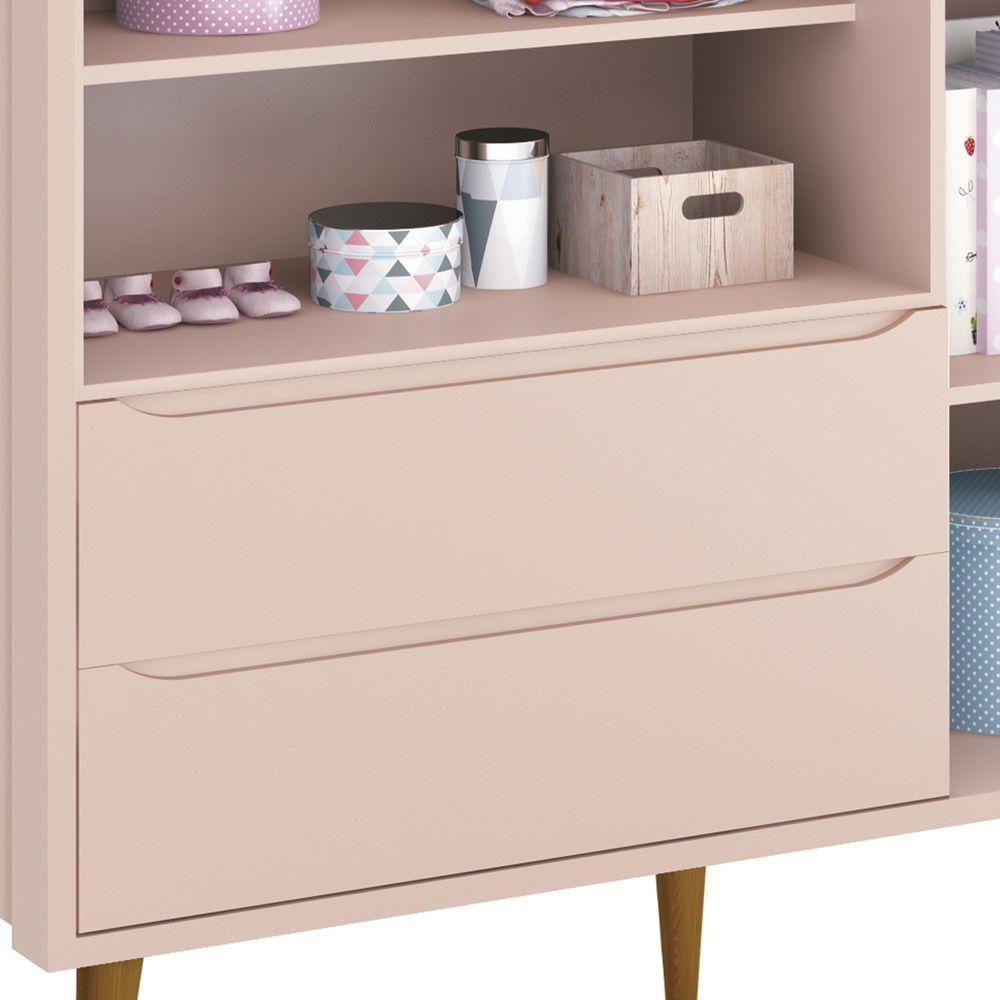 Guarda-roupa Retrô 3 Portas Théo New Rosa Fosco Com Madeira - Reller - 4