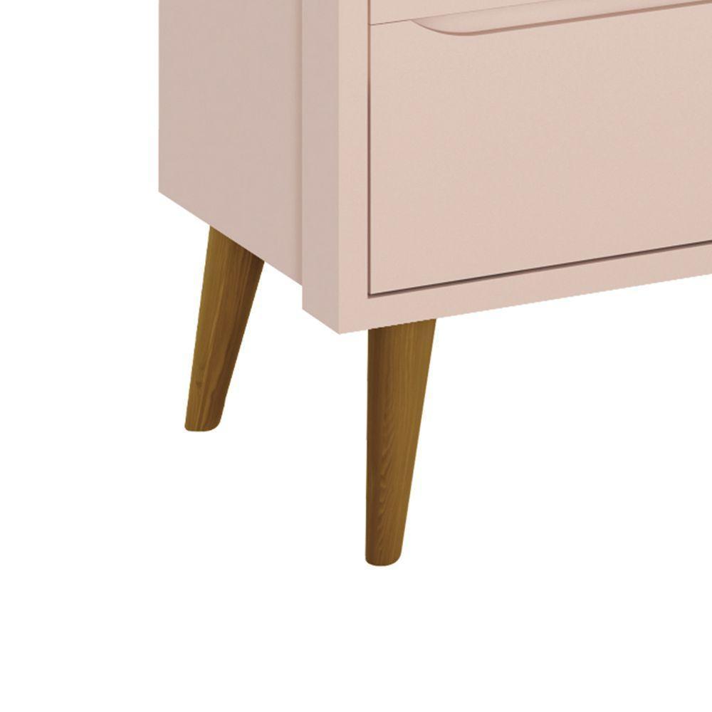 Guarda-roupa Retrô 3 Portas Théo New Rosa Fosco Com Madeira - Reller - 5