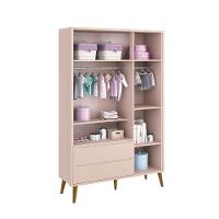 Guarda-roupa Retrô 3 Portas Théo New Rosa Fosco Com Madeira - Reller - 3