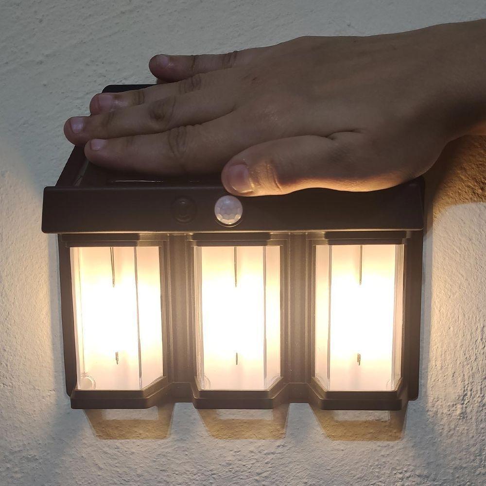 Luminaria Solar Led Filamento Arandela Sensor De Presença Movimento Ambiente Externo Jardem Quintal Garagem Iluminaçao - 2