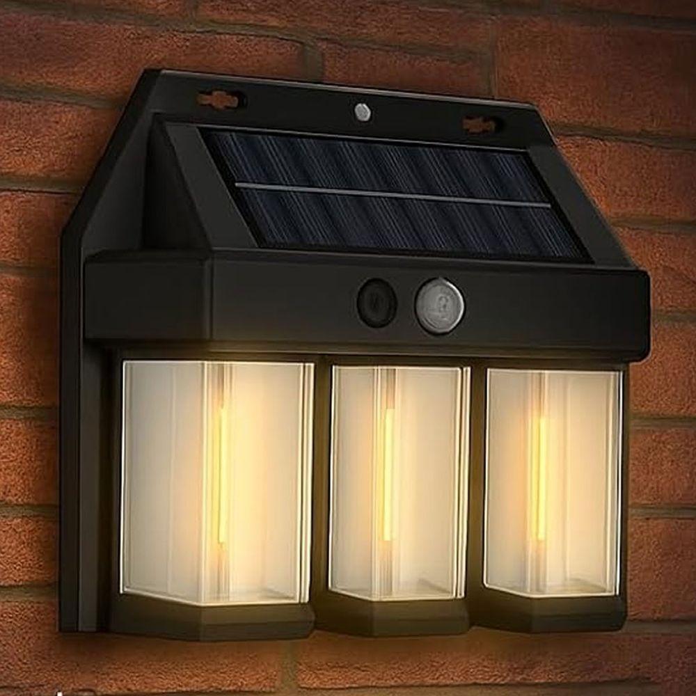 Luminaria Solar Led Filamento Arandela Sensor De Presença Movimento Ambiente Externo Jardem Quintal Garagem Iluminaçao - 3