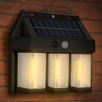 Luminaria Solar Led Filamento Arandela Sensor De Presença Movimento Ambiente Externo Jardem Quintal Garagem Iluminaçao - 3