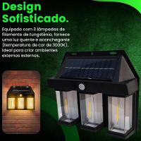 Luminaria Solar Led Filamento Arandela Sensor De Presença Movimento Ambiente Externo Jardem Quintal Garagem Iluminaçao - 8