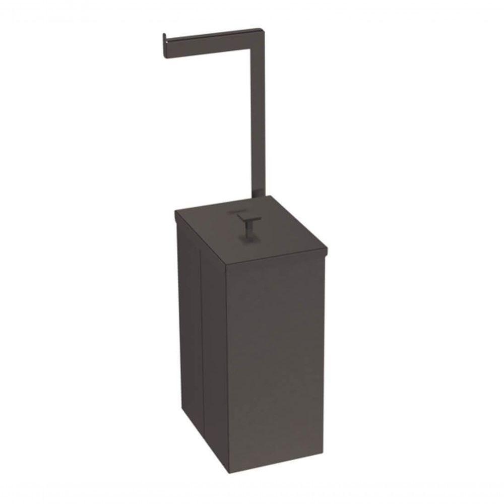 Lixeira Tramontina Luz Slim Em Inox Com Acabamento Acetinado Black Matte E Suporte Para Papel Higiênico 5,5 Litros - 1