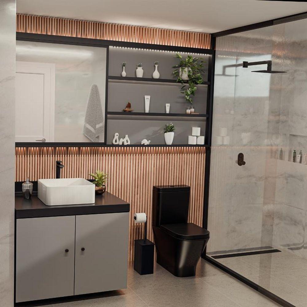 Lixeira Tramontina Luz Slim Em Inox Com Acabamento Acetinado Black Matte E Suporte Para Papel Higiênico 5,5 Litros - 2