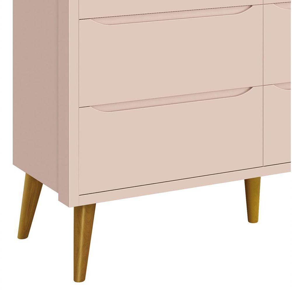 Cômoda 6 Gavetas Théo New Rosa Fosco Com Madeira - Reller - 3