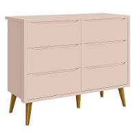 Cômoda 6 Gavetas Théo New Rosa Fosco Com Madeira - Reller - 1