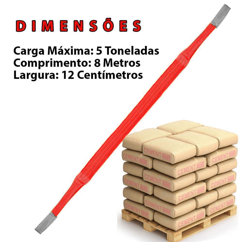 Cinta Elevaçao De Carga 5 Toneladas 8 Metros Reforçada Resistente Guincho Reboque Mudança Obra Construçao - 2