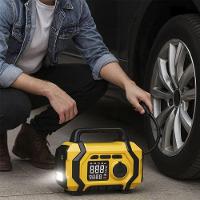 Compressor Ar Chupeta Auxiliar Partida Carro Motor Veicular Infla Pneu Boia Bola Bicicleta Bike Luz Led Carregador - 2