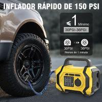Compressor Ar Chupeta Auxiliar Partida Carro Motor Veicular Infla Pneu Boia Bola Bicicleta Bike Luz Led Carregador - 3