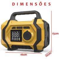 Compressor Ar Chupeta Auxiliar Partida Carro Motor Veicular Infla Pneu Boia Bola Bicicleta Bike Luz Led Carregador - 5