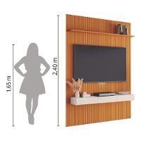 Painel Para Tv Suspeso Até 70 Polegadas 1,80x2,40m Ripado Com Nicho Arbo Cedro Com Off White - 5