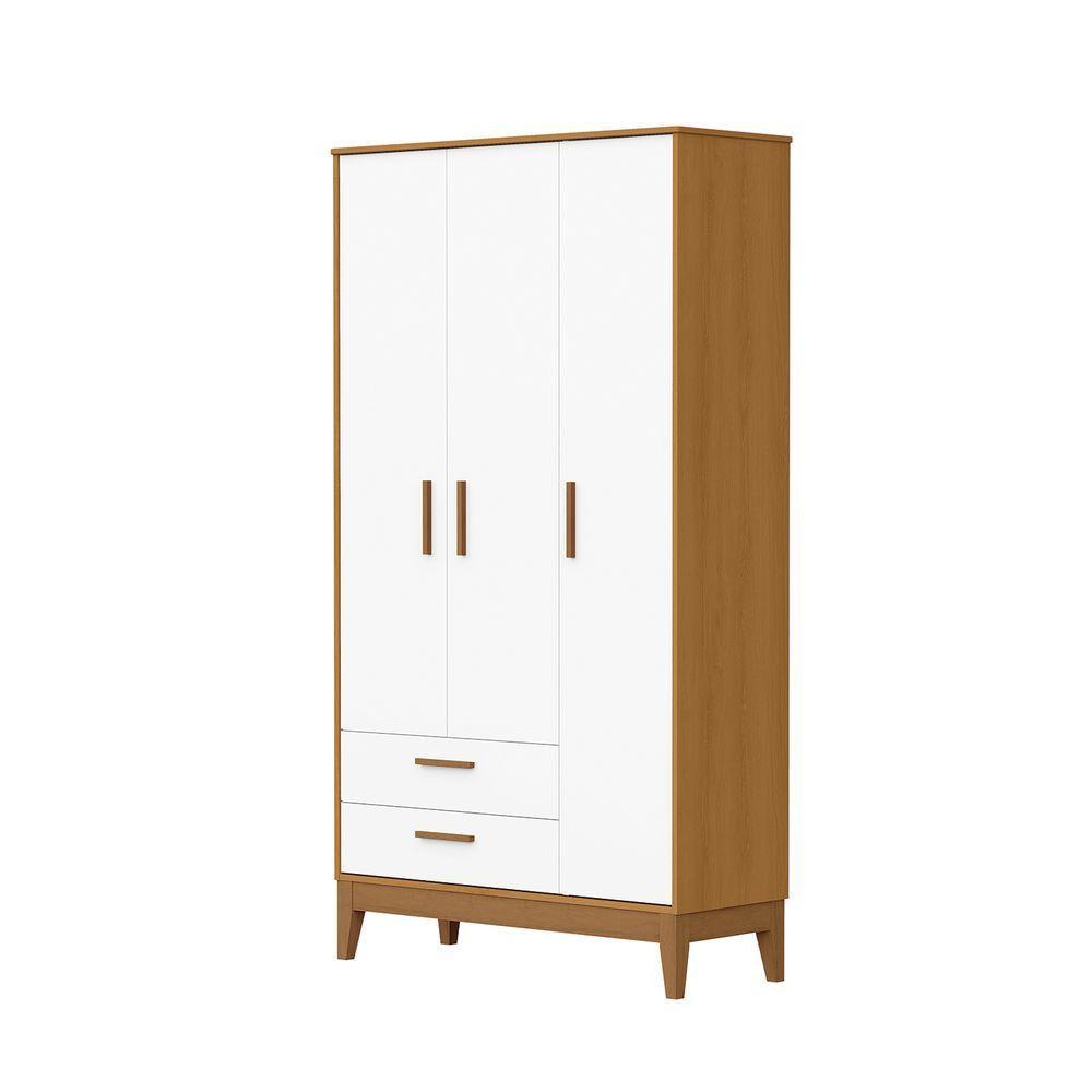 Roupeiro Flip 3 Portas 2 Gavetas Branco Fosco Com Savana - 1
