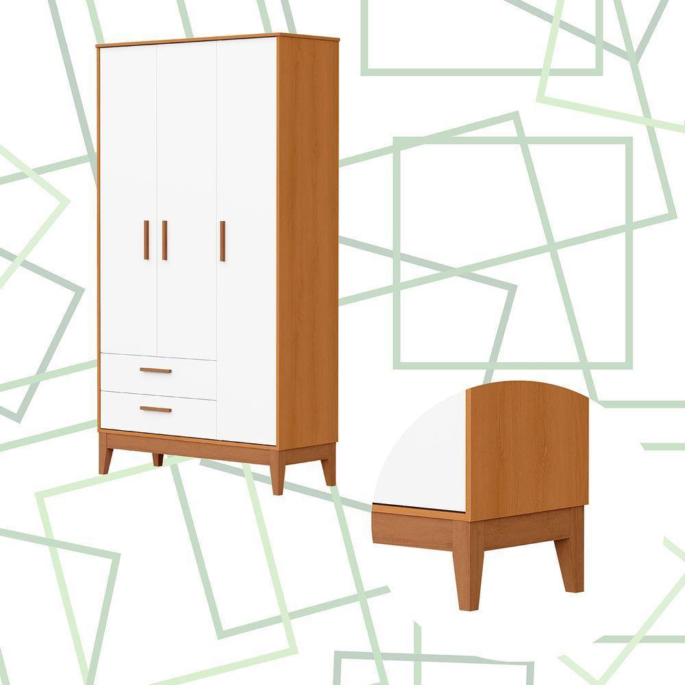 Roupeiro Flip 3 Portas 2 Gavetas Branco Fosco Com Savana - 5