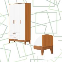 Roupeiro Flip 3 Portas 2 Gavetas Branco Fosco Com Savana - 5