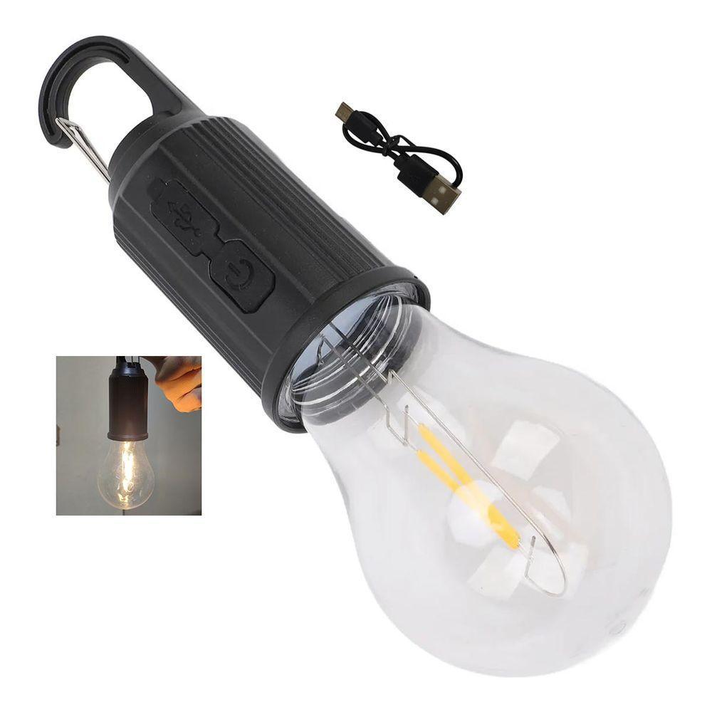 Lampada Led Acampamento Usb Recarregavel Sos Emergengia Pesca Camping Passeio Ar Livre Gancho Portatil Eficiente Seguro - 1
