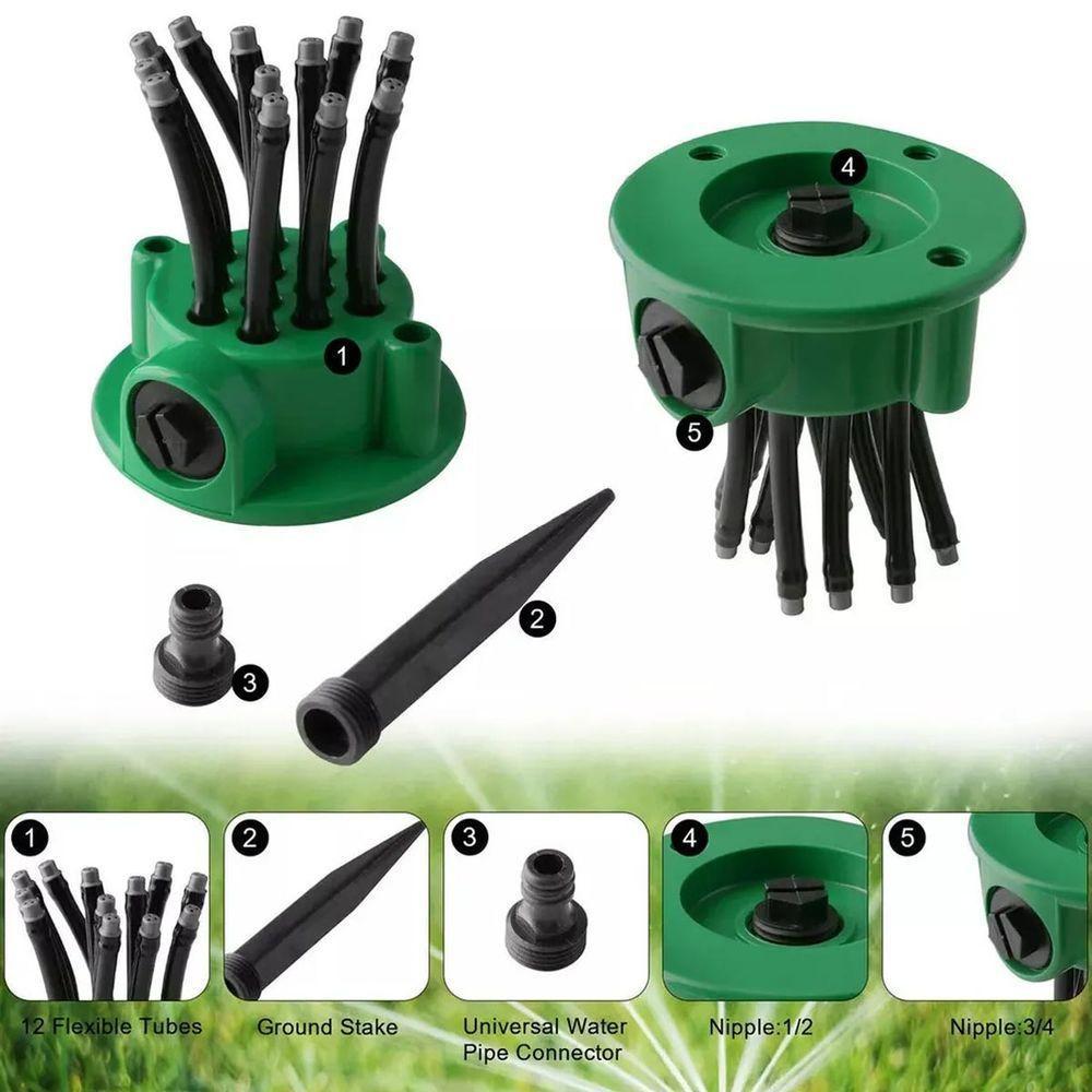 Aspersor Pulverizador 360 Graus Irrigaçao Quintal Jardim Canteiro Mangueira Rega Plantacao Horta Gramado Ar Livre - 4