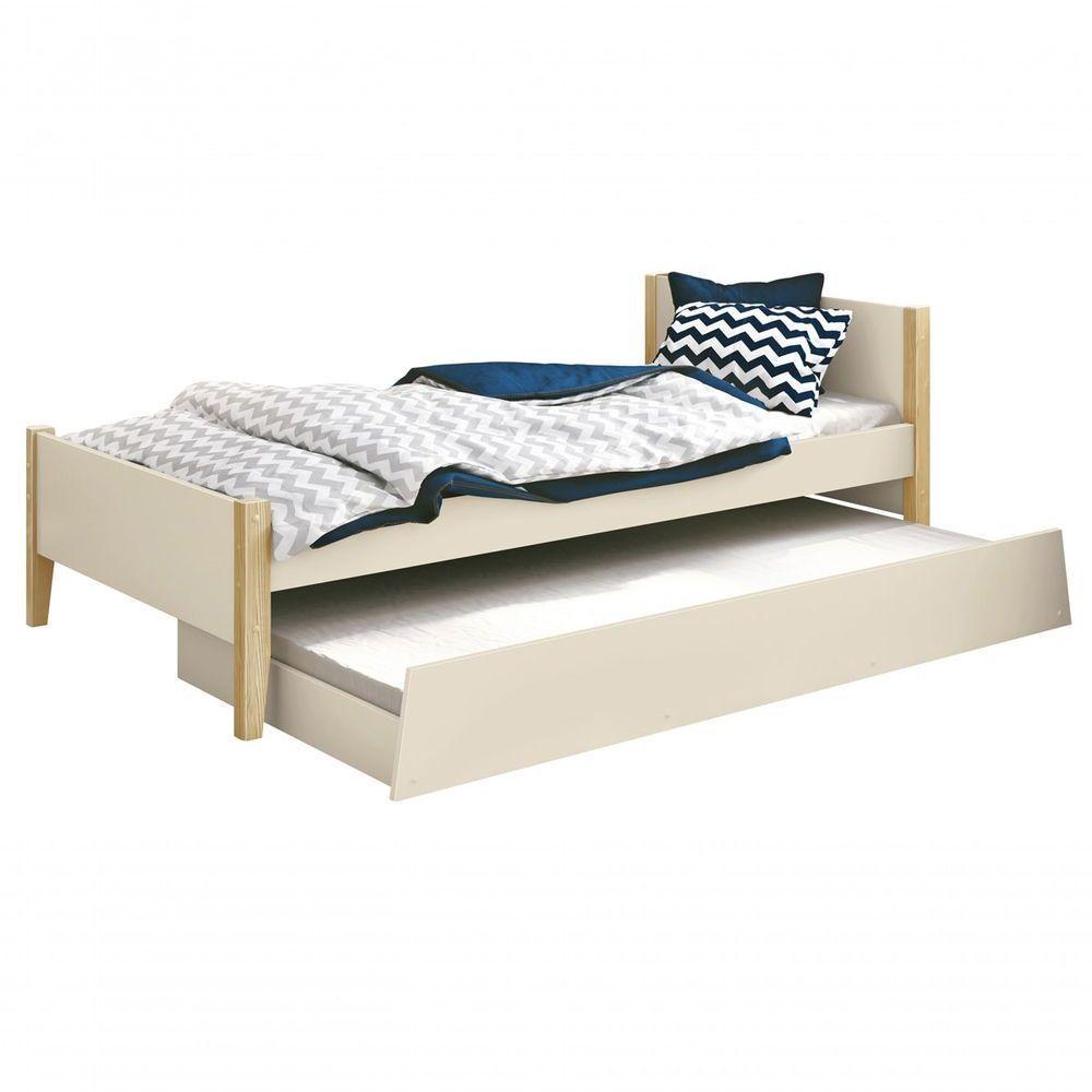 Cama Babá Solteiro Com Auxiliar Simba Areia Fosco Com Natural - Reller - 1