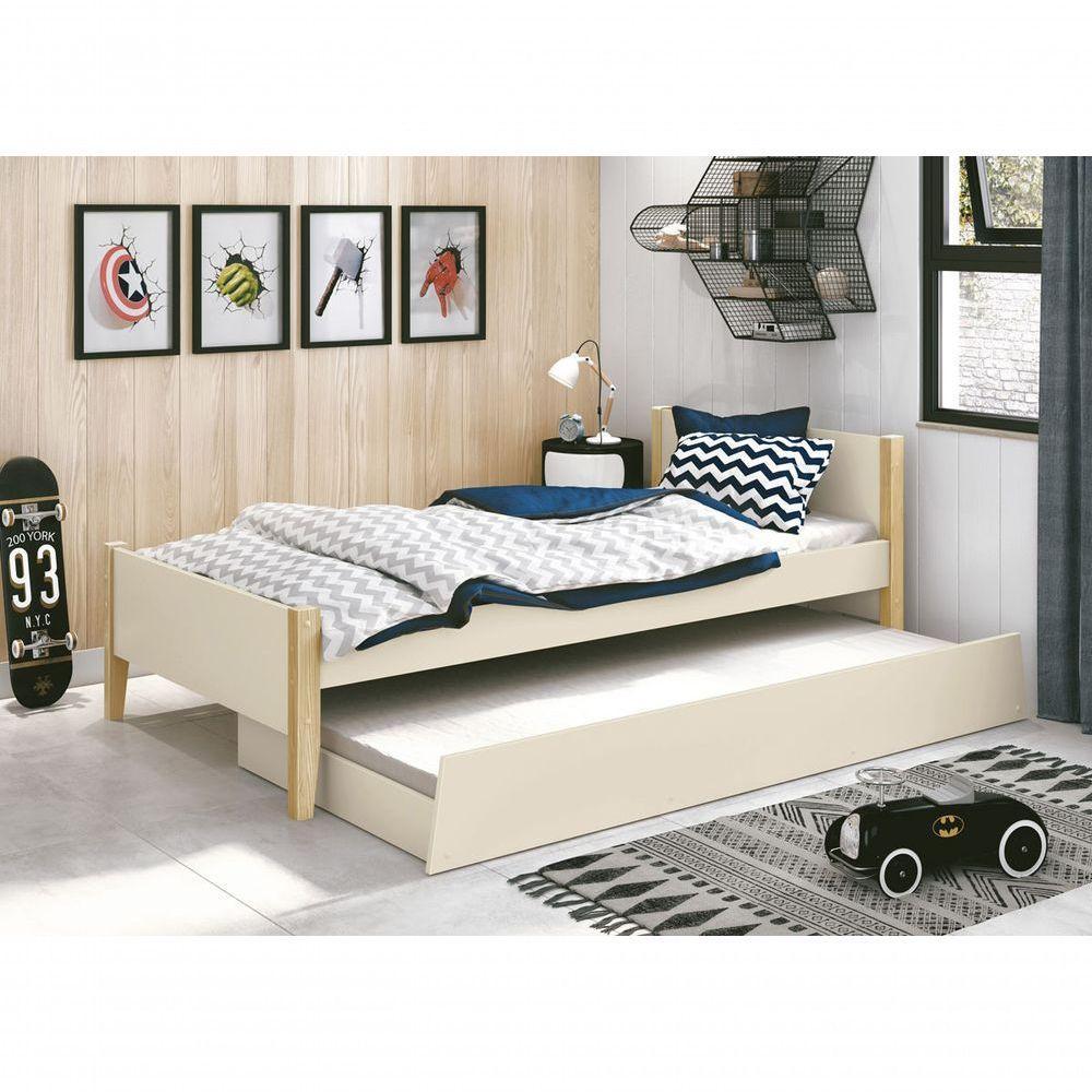 Cama Babá Solteiro Com Auxiliar Simba Areia Fosco Com Natural - Reller - 2