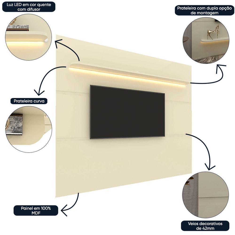 Painel Royal 2.2 Com Led Off White - Gelius Móveis - 3