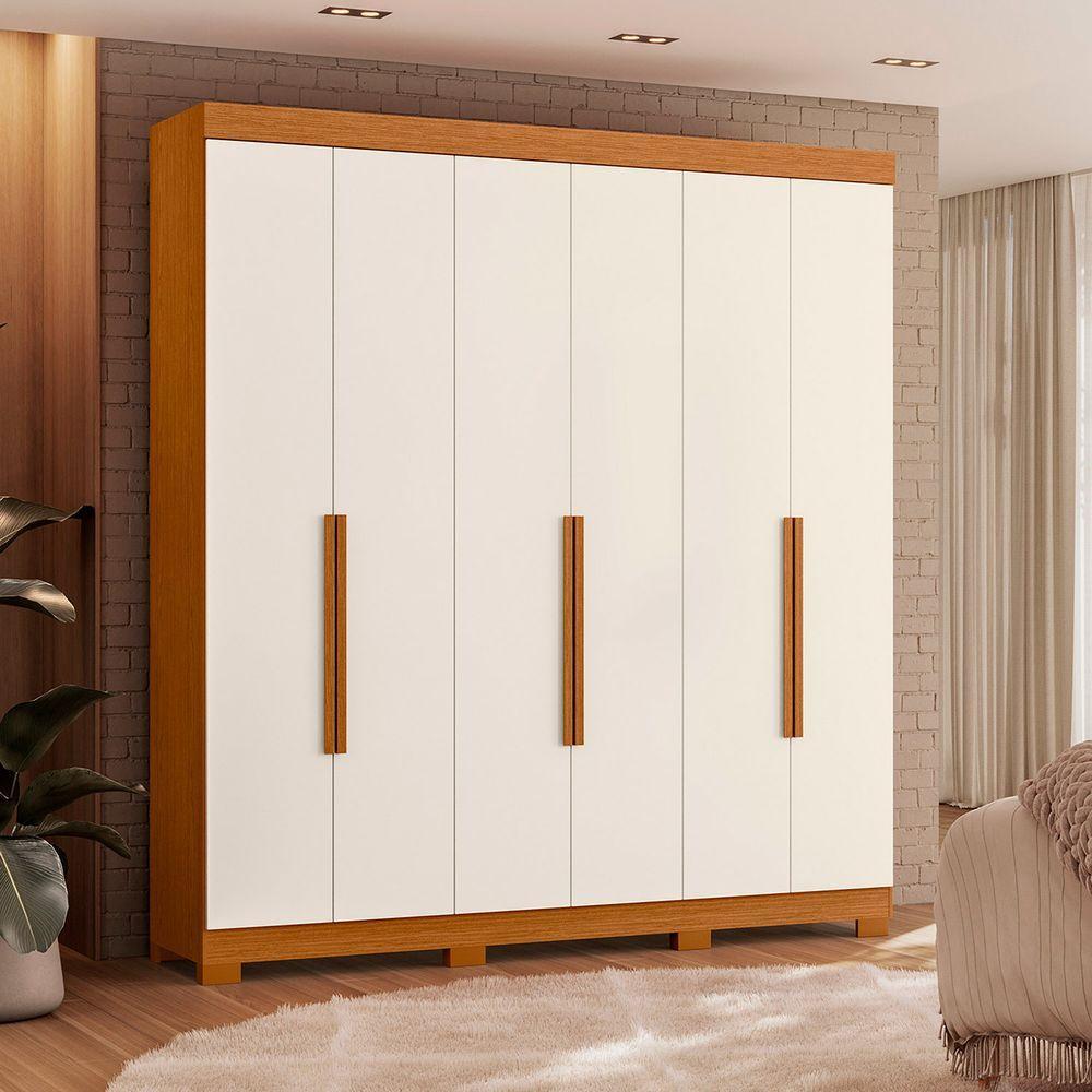 Guarda Roupa Vinci 6 Portas 3 Gavetas Quarto Cinamomo Com Off White - Albatroz - 2