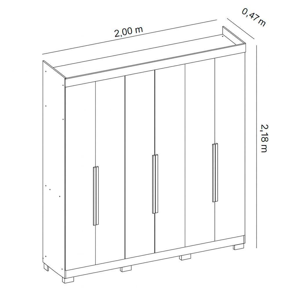 Guarda Roupa Vinci 6 Portas 3 Gavetas Quarto Cinamomo Com Off White - Albatroz - 6