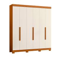 Guarda Roupa Vinci 6 Portas 3 Gavetas Quarto Cinamomo Com Off White - Albatroz - 1
