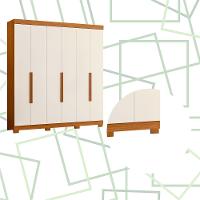 Guarda Roupa Vinci 6 Portas 3 Gavetas Quarto Cinamomo Com Off White - Albatroz - 5