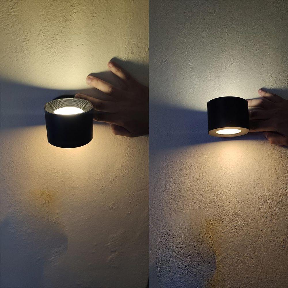 Luminaria Arandela 3 Tons Led Kit 2 Uni Bateria Recarregavel Usb Controle Mesa Parede Quarto Sala Leitura Iluminaçao - 2