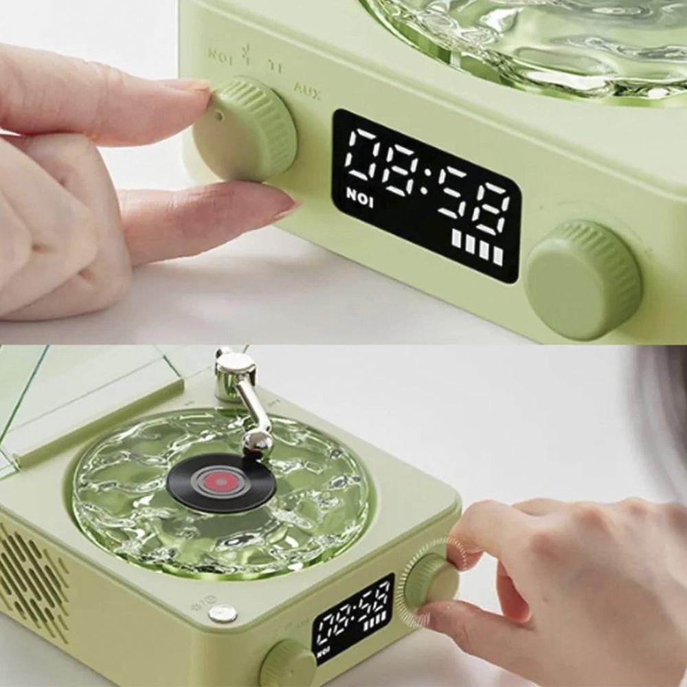 Caixa De Som Toca Disco Vinil Vitrola Bluetooth Cartao Tf Usb Recarregavel Luminaria Musical Rgb Led Iluminaçao - 2