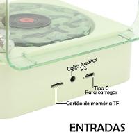 Caixa De Som Toca Disco Vinil Vitrola Bluetooth Cartao Tf Usb Recarregavel Luminaria Musical Rgb Led Iluminaçao - 6