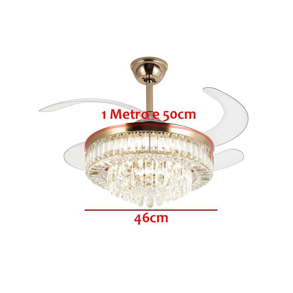 Luminaria Ventilador Retratil Lustre Hera 3 Tons 6 Velocidades Controle Iluminaçao Ajustavel Sala Quarto Casa Escritorio - 2