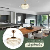 Luminaria Ventilador Retratil Lustre Hera 3 Tons 6 Velocidades Controle Iluminaçao Ajustavel Sala Quarto Casa Escritorio - 5