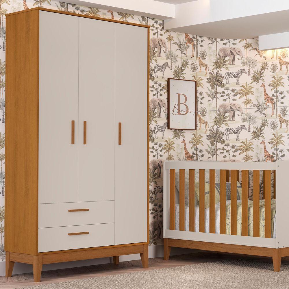 Roupeiro Flip 3 Portas 2 Gavetas Areia Fosco Com Savana - 2