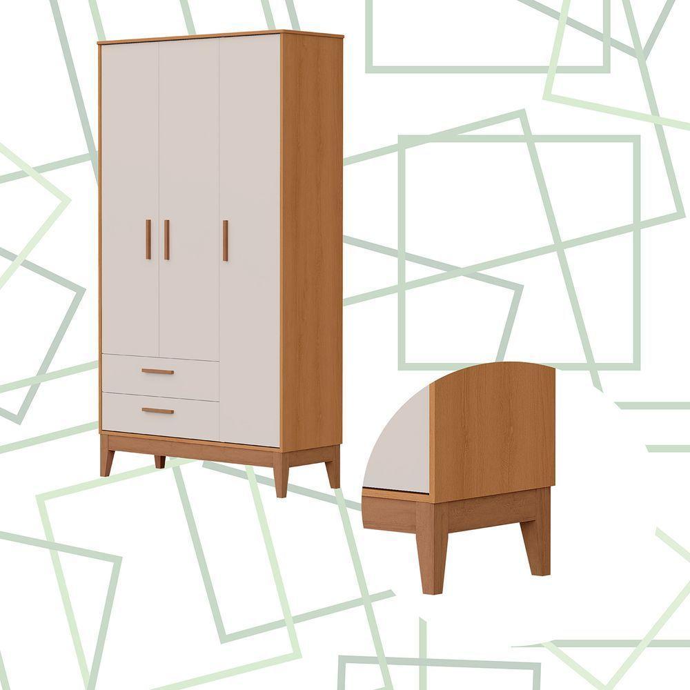 Roupeiro Flip 3 Portas 2 Gavetas Areia Fosco Com Savana - 5