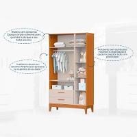 Roupeiro Flip 3 Portas 2 Gavetas Areia Fosco Com Savana