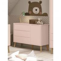 Cômoda Sapateira Théo New Rosa Fosco Com Natural - Moveisaqui - 2