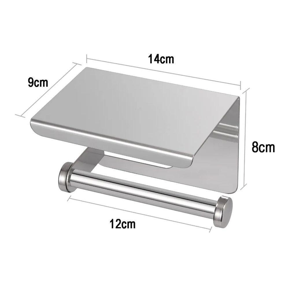 Suporte Papel Higienico Inox Kit 2 Unidades Banheiro Lavabo Prateleira Suporte Porta Objeto Apoio Resistente Organizaçao - 7