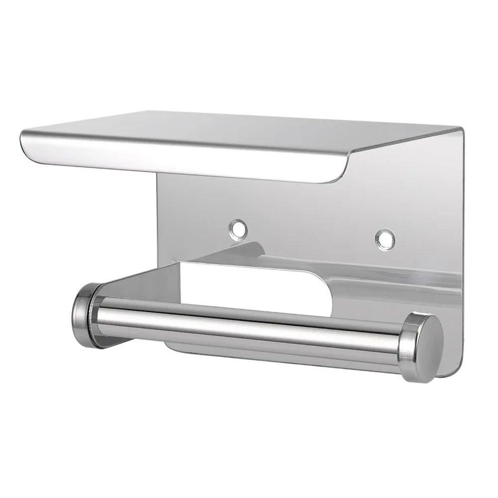 Suporte Papel Higienico Inox Kit 2 Unidades Banheiro Lavabo Prateleira Suporte Porta Objeto Apoio Resistente Organizaçao - 10