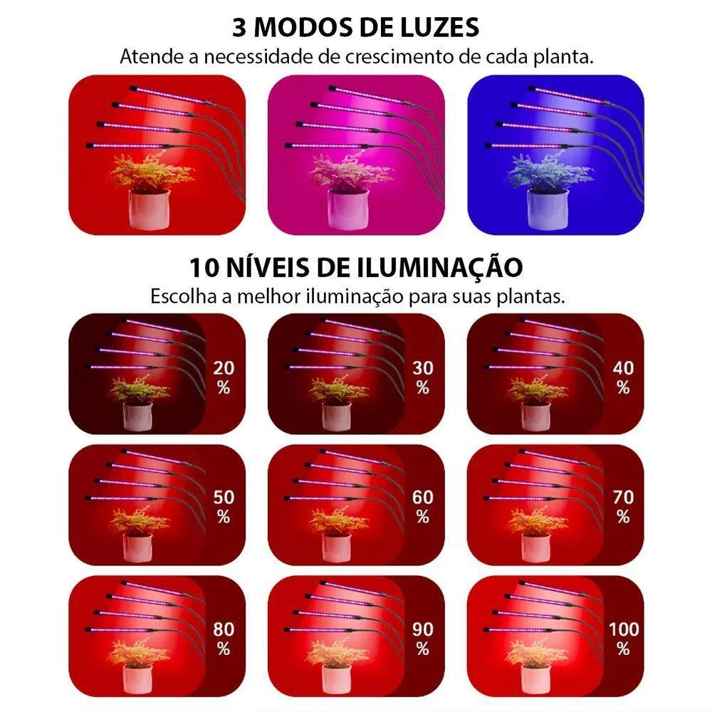 Lampada De Cultivo Planta Luminaria Led Luz Uv Ultravioleta Temporizador Plantaçao Horta Terrario Crescimento Estufa - 10