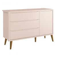 Cômoda Sapateira Théo New Rosa Fosco Com Madeira - Moveisaqui - 1