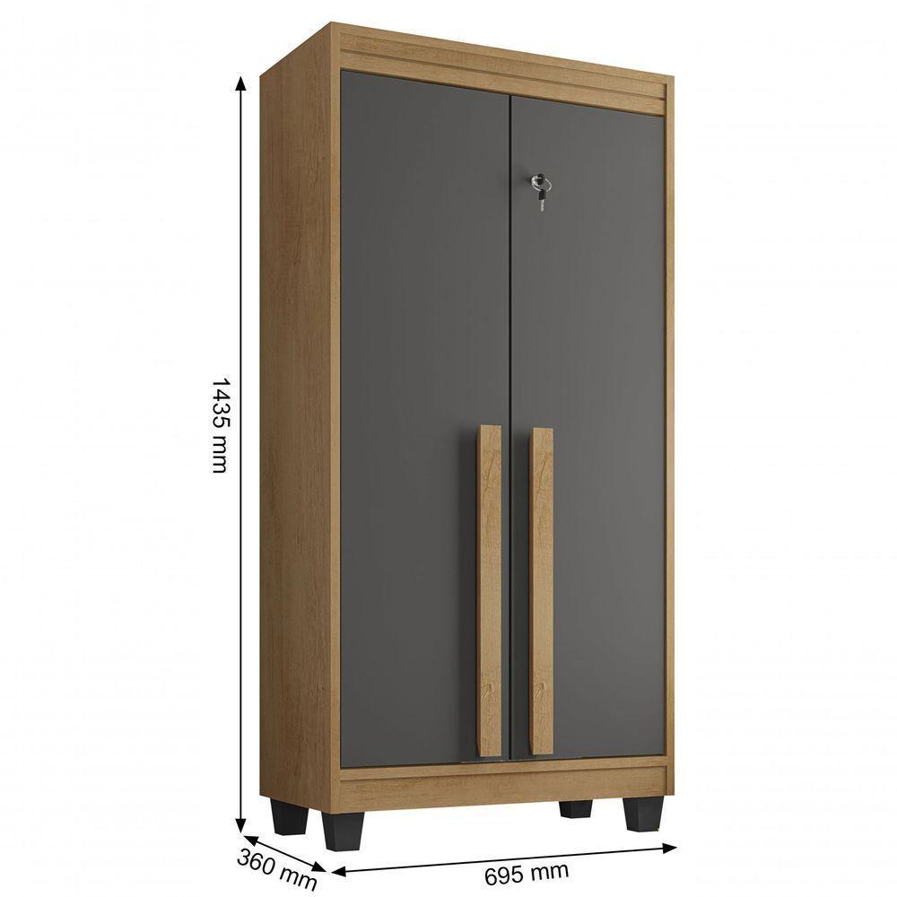 Armario Multiuso Paris Cinamomo Com Grafite - Rv Moveis - 6