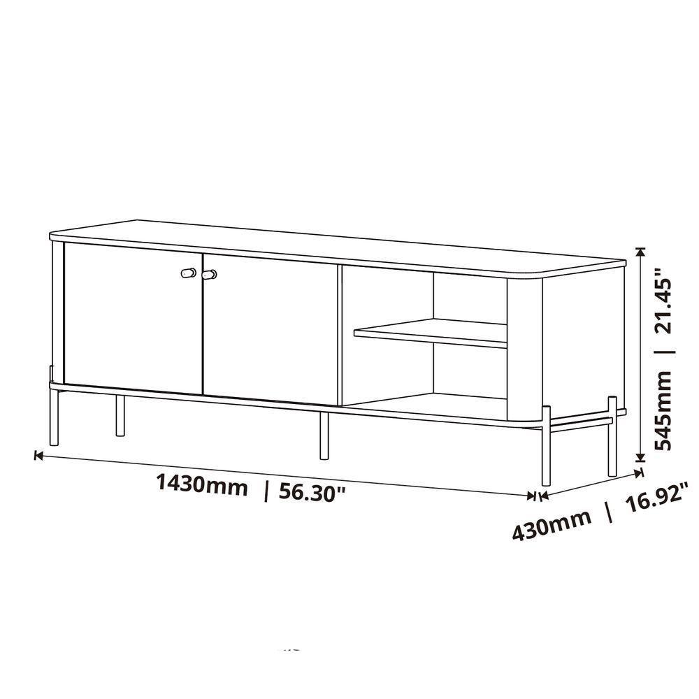 Rack Para Tv 1.4 Tucupi Off White Pe Preto - Moveis Jb - 6