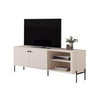 Rack Para Tv 1.4 Tucupi Off White Pe Preto - Moveis Jb - 1