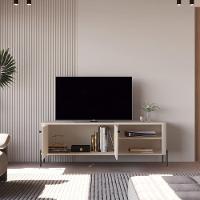 Rack Para Tv 1.4 Tucupi Off White Pe Preto - Moveis Jb - 5